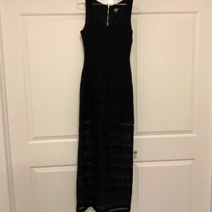 Guess, Vintage Black Crochet Maxi Dress, Size 6